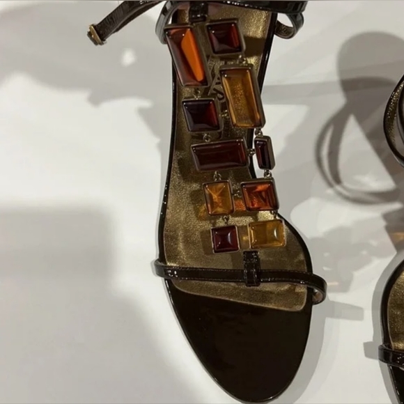 Salvatore Ferragamo Jeweled Heels. TAMARA WOMENS Size 9 ITALIAN W/ BOX - Picture 8 of 13